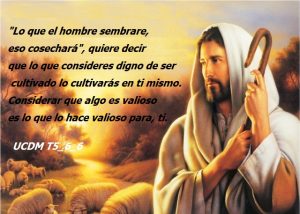Jesús con su baston cuidando ovejas