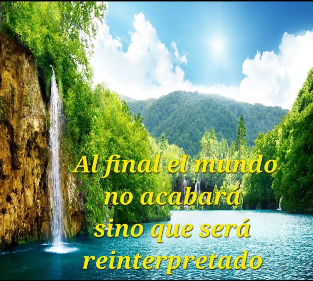 El Problema y la Respuesta - Paisaje montañas y rio con mensaje